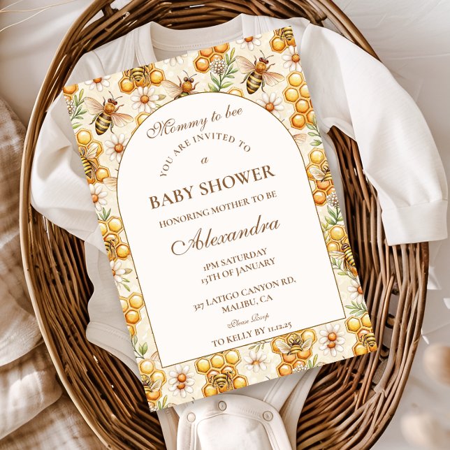 Invitación Ducha de Bebé con Tema de Abeja de Miel (Subido por el creador)