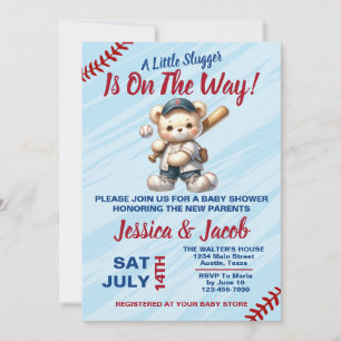 Invitación Ducha de bebé con tema de béisbol