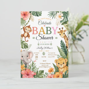 Invitación ducha de bebé con tema de selva