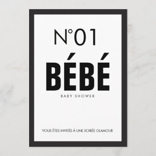 Invitación DUCHA DE BEBÉ con tema francés de París en negro y