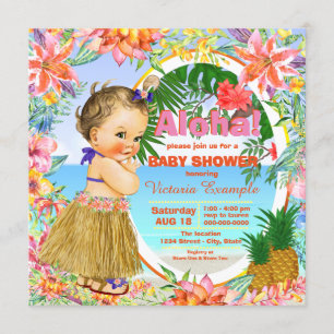 Invitación Ducha de bebé con temática de Luau Hawaiano