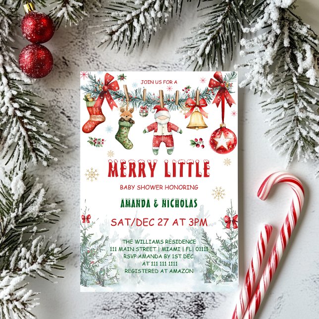 Invitación Ducha de bebé con temática de Navidad en la ropa  (Subido por el creador)