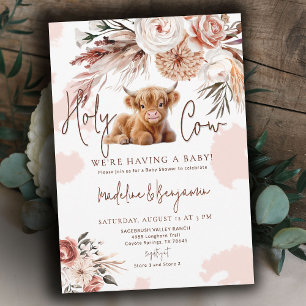 Invitación Ducha de bebé con temática vaquera floral de campo
