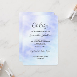 Invitación Ducha de bebé con teñido de Purple White Aqua Blue