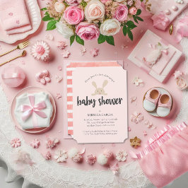 Invitación Ducha de Bebé Conejito Bebé Niña Rosa