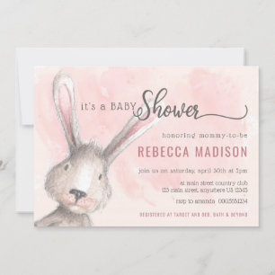 Invitación Ducha de Bebé Conejo Acuarela