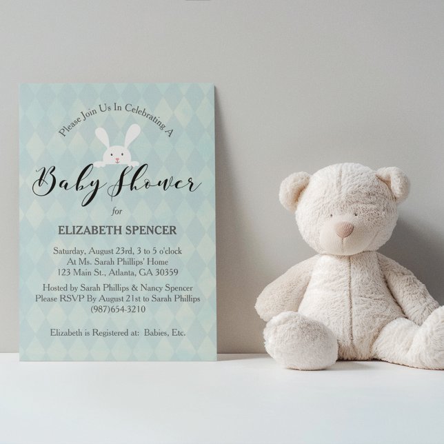 Invitación Ducha de Bebé Conejo Azul Claro Ducha de Bebé (Subido por el creador)