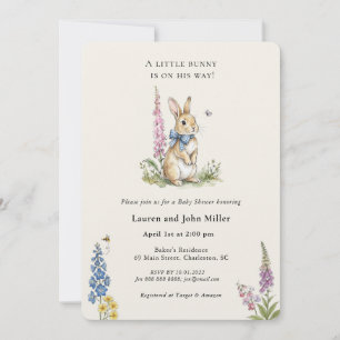 Invitación Ducha de bebé conejo vintage neutra en cuanto al g