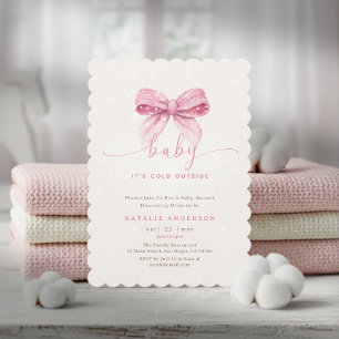 Invitación Ducha de Bebé Copete Rosa Nevado Está Frío Afuera