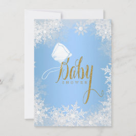 Invitación Ducha de bebé copo de nieve azul