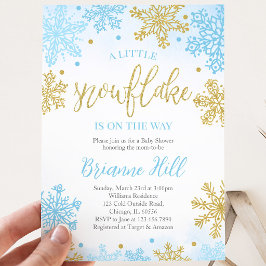 Invitación Ducha de Bebé Copo de Nieve Azul