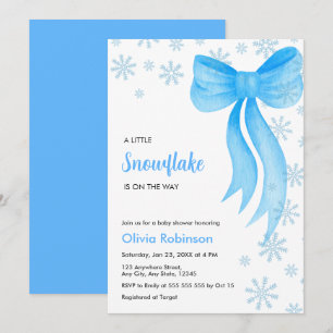 Invitación Ducha de bebé Copo de Nieve Azul de Invierno Arco