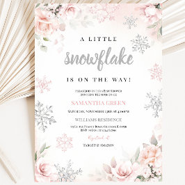 Invitación Ducha de Bebé Copo de Nieve Rosa