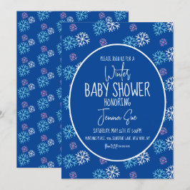 Invitación Ducha de Bebé Copos de Nieve Rosados Azules de Inv
