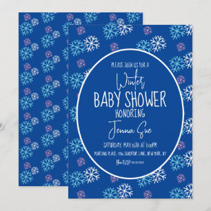 Invitación Ducha de Bebé Copos de Nieve Rosados Azules de Inv