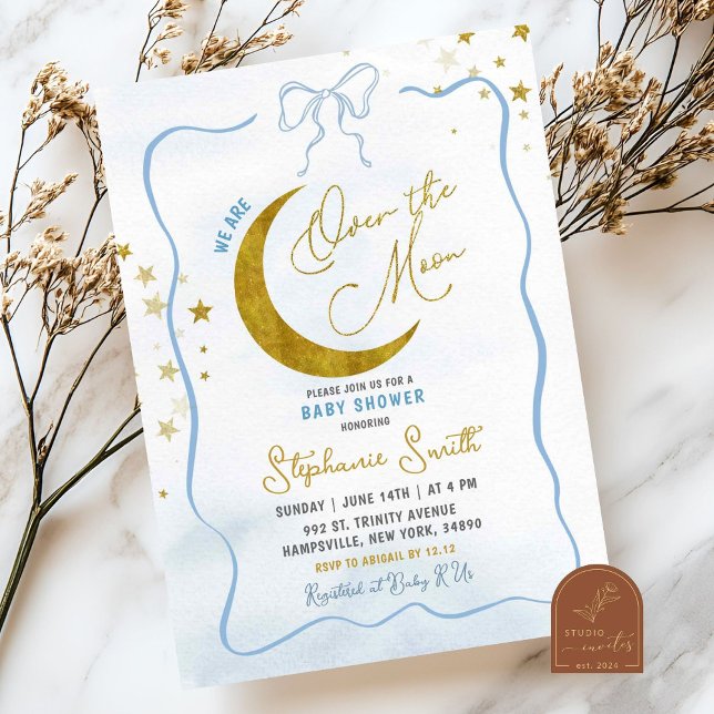Invitación Ducha de bebé Coquette Azul Dibujada a Mano Sobre  (Subido por el creador)