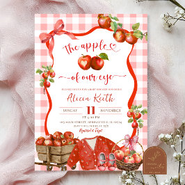 Invitación Ducha de bebé Coquette Rojo Cuadros Manzana De Nue