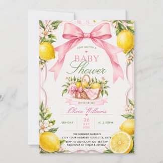 Invitación Ducha de Bebé Coquette Rosada Limones