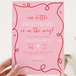 Invitación Ducha de bebé Coquette San Valentín