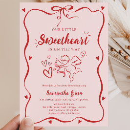 Invitación Ducha de bebé Coquette San Valentín