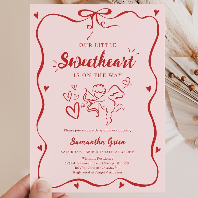 Invitación Ducha de bebé Coquette San Valentín (Subido por el creador)
