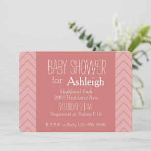 Invitación Ducha de bebé Coral Pink Chevron
