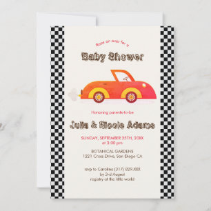 Invitación Ducha de Bebé Corredor de Coche Pequeño Vintage