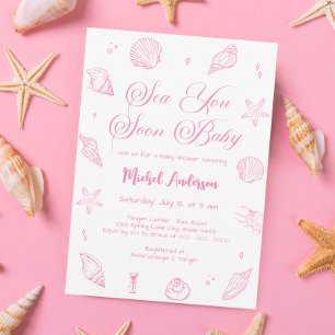 Invitación Ducha de Bebé Costera Rosa Te Veré Pronto