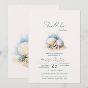 Invitación Ducha de Bebé Costera Shell Be Here Soon