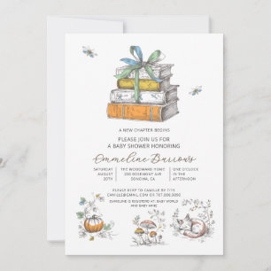 Invitación Ducha de bebé Cottagecore Un Nuevo Capítulo Comien