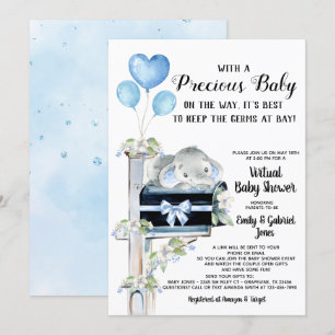 Invitación Ducha de bebé Covid Niño Elefante