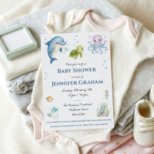 Invitación Ducha de Bebé Criaturas del Océano Bajo el Mar