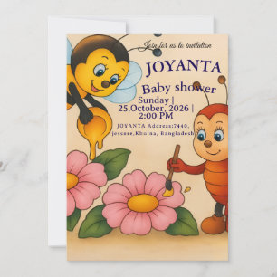 Invitación Ducha de bebé de abeja personalizada