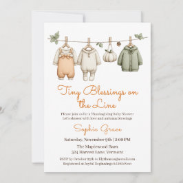 Invitación Ducha de bebé de Acción de Gracias niña | Ropa aco