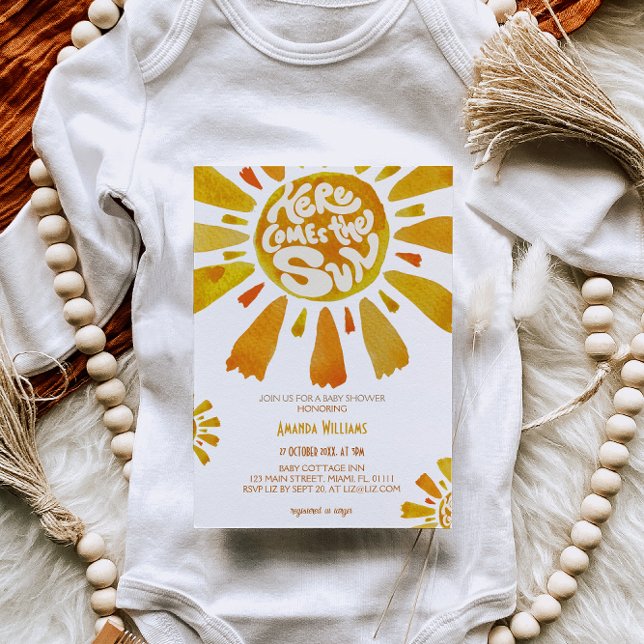 Invitación Ducha de bebé de acuarela Boho Sunshine (Subido por el creador)