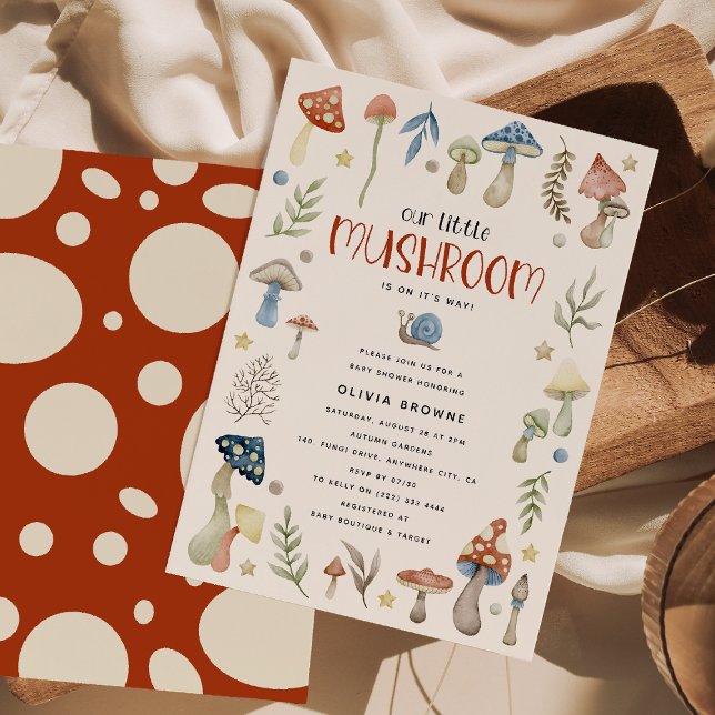 Invitación Ducha de Bebé de Acuarela Caprichosa de Hongos (Subido por el creador)