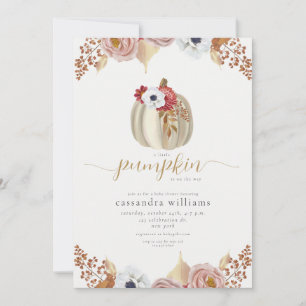 Invitación Ducha de bebé de acuarela floral de otoño Little P