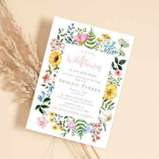 Invitación Ducha de bebé de acuarela Pequeña Flor Silvestre