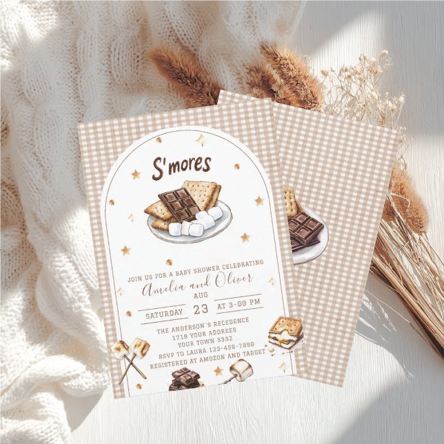 Invitación Ducha de bebé de acuarela S'more para amar (Subido por el creador)