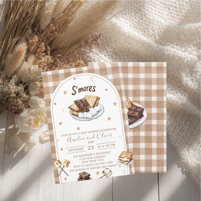 Invitación Ducha de bebé de acuarela S'more para amar (Subido por el creador)