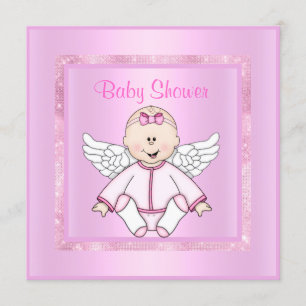 Invitación Ducha de bebé de ángel de bebé de bonito rosa