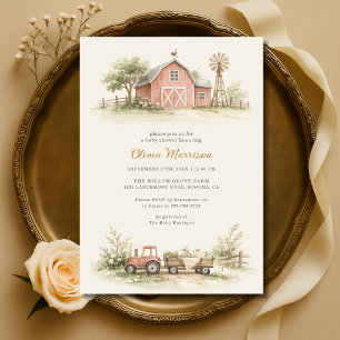 Invitación Ducha de bebé de animales de granja