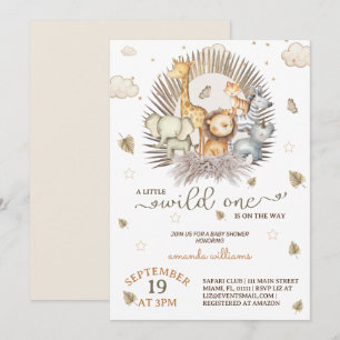 Invitación Ducha de bebé de animales de safari de la jungla