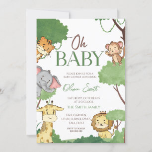 Invitación Ducha de bebé de animales de Safari lindo