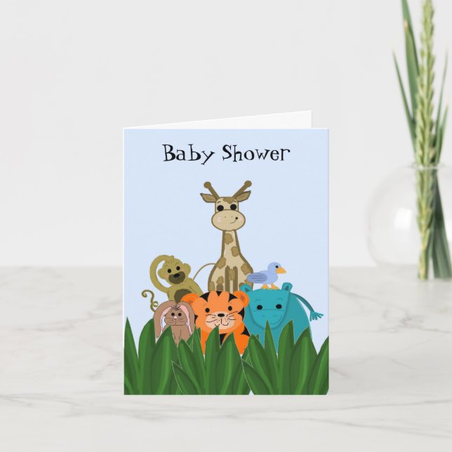 Invitación Ducha de Bebé de Animales de Zoológico (Anverso)