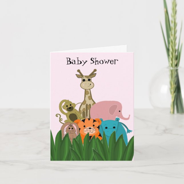 Invitación Ducha de Bebé de Animales de Zoológico (Anverso)