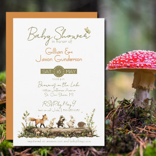 Invitación Ducha de Bebé de Animales del Bosque