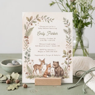 Invitación Ducha de Bebé de Animales del Bosque