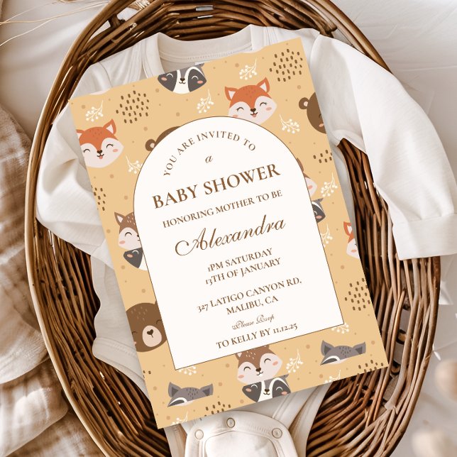 Invitación Ducha de Bebé de Animales del Bosque Acogedor (Subido por el creador)