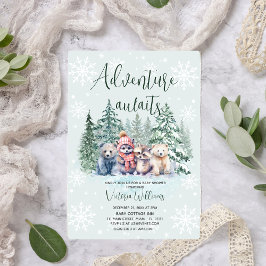 Invitación Ducha de Bebé de Animales del Bosque Invernal